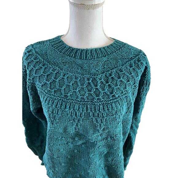 Vintage Woolrich Fair Isle Chunky Knit Crewneck Sweater Green L - Picture 2 of 5